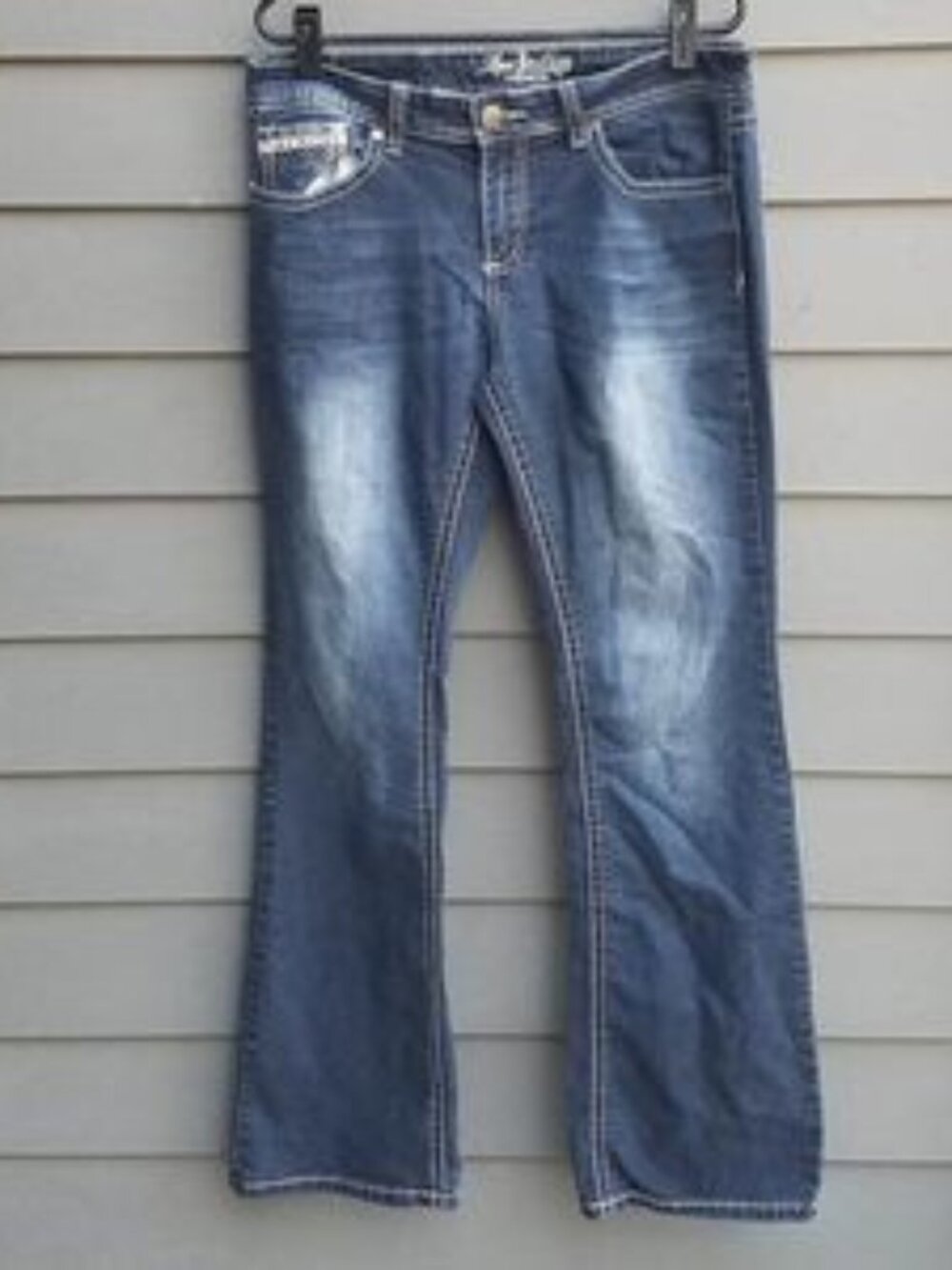 Love Indigo Bling on Back Pockets Jeans Size 10 - Picture 1 of 3
